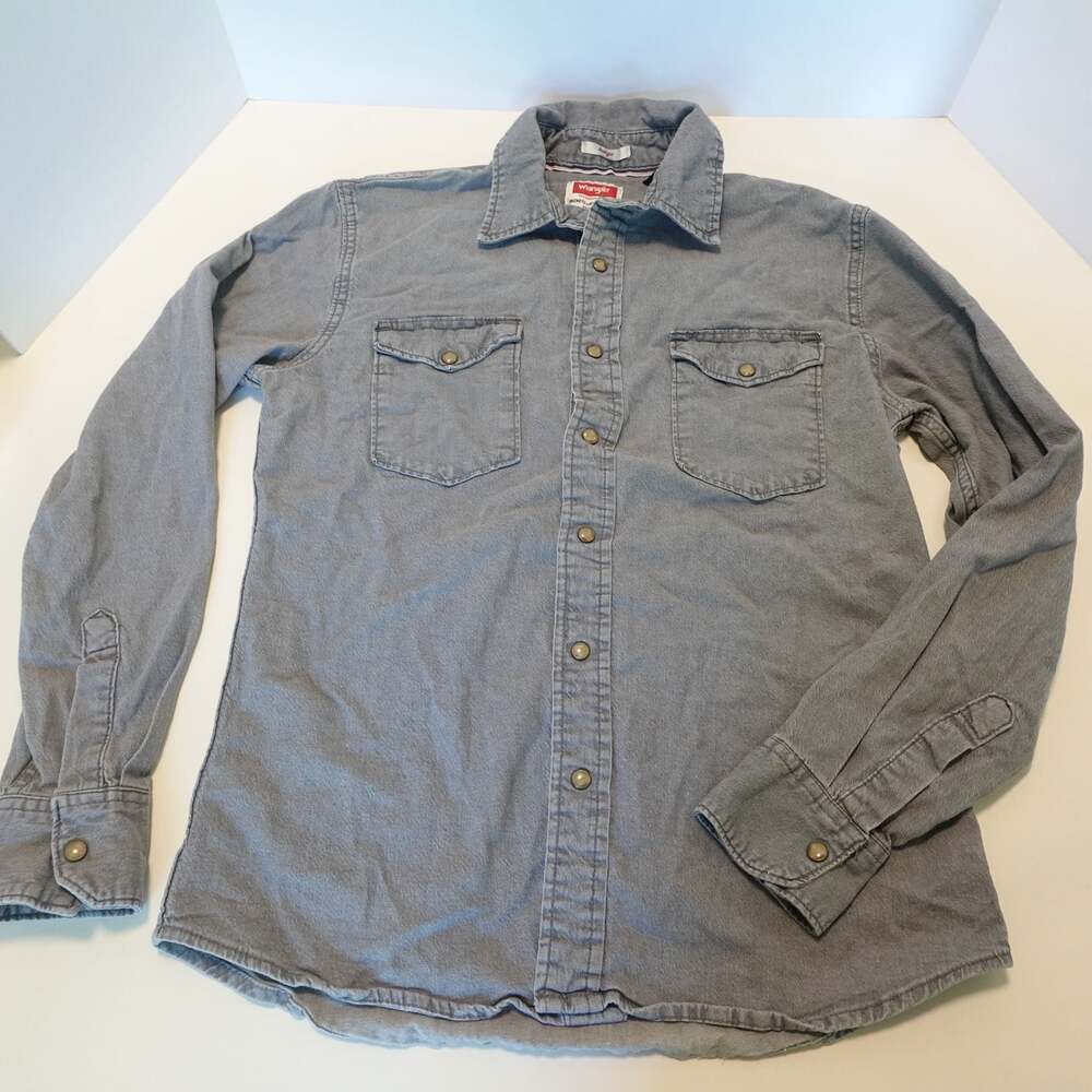 Wrangler Indigo Long Sleeve Western Pearl Snap Denim Shirt